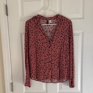 Divided brand by H&M Pink and Black Patterned Blouse